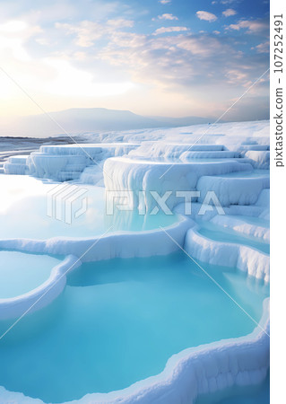 Illustration of beautiful view of Pamukkale, Turkey 107252491