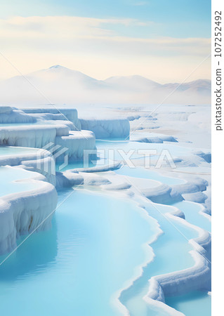 Illustration of beautiful view of Pamukkale, Turkey 107252492