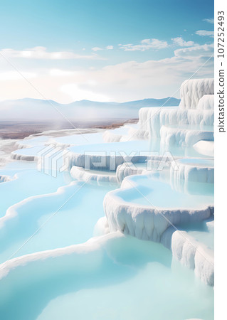 Illustration of beautiful view of Pamukkale, Turkey 107252493