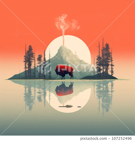 Illustration of Yellowstone National Park, USA 107252496