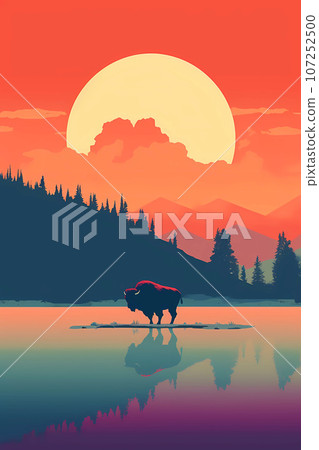 Illustration of Yellowstone National Park, USA 107252500