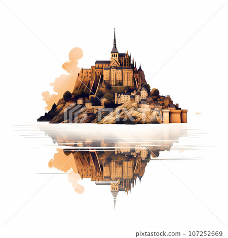 Illustration of beautiful view of Mont Saint-Michel, France Illustration of beautiful view of Mont Saint-Michel, France 107252669