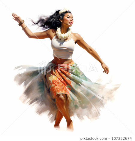 Illustration of traditional hawaiian lifestyle on an island, Hawaii, USA Illustration of traditional hawaiian lifestyle on an island, Hawaii, USA 107252674