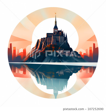 Illustration of beautiful view of Mont Saint-Michel, France Illustration of beautiful view of Mont Saint-Michel, France 107252690