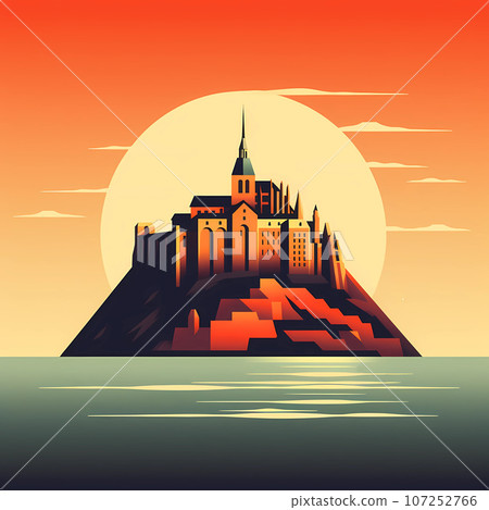 Illustration of beautiful view of Mont Saint-Michel, France Illustration of beautiful view of Mont Saint-Michel, France 107252766