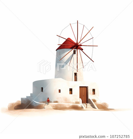 Illustration of a beautiful view of a greek village, Greece Illustration of a beautiful view of a greek village, Greece 107252785