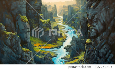 Illustration of a beautiful view of Iceland 107252803