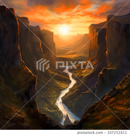 Illustration of a beautiful view of Iceland 107252811