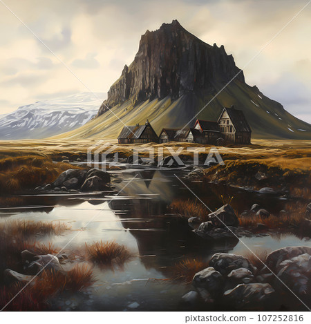 Illustration of a beautiful view of Iceland 107252816
