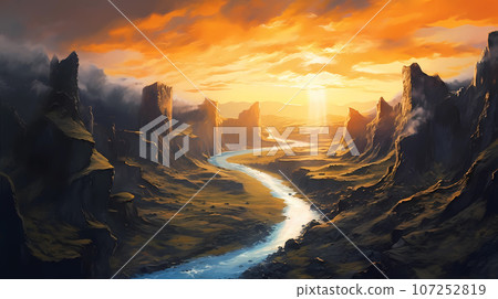 Illustration of a beautiful view of Iceland 107252819