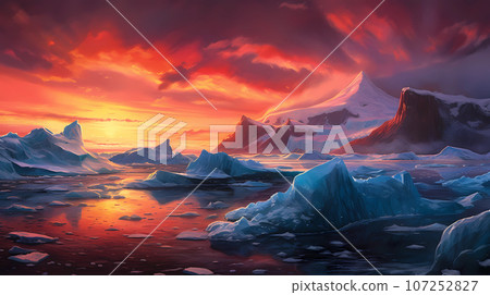 Illustration of a beautiful view of Iceland Illustration of a beautiful view of Iceland 107252827