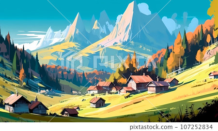 Illustration of beautiful view of Dolomiti, Italy Illustration of beautiful view of Dolomiti, Italy 107252834