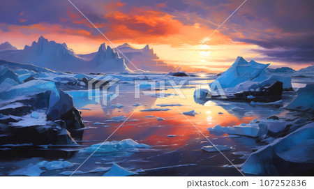 Illustration of a beautiful view of Iceland Illustration of a beautiful view of Iceland 107252836