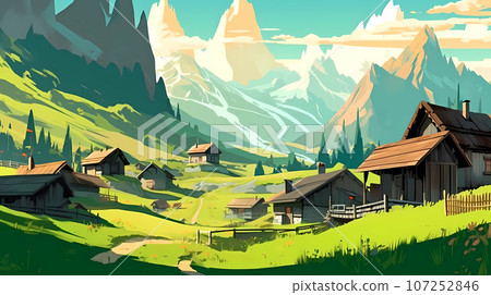 Illustration of beautiful view of Dolomiti, Italy Illustration of beautiful view of Dolomiti, Italy 107252846