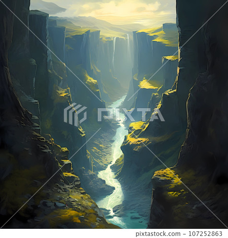 Illustration of a beautiful view of Iceland Illustration of a beautiful view of Iceland 107252863