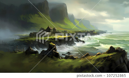 Illustration of a beautiful view of Iceland 107252865