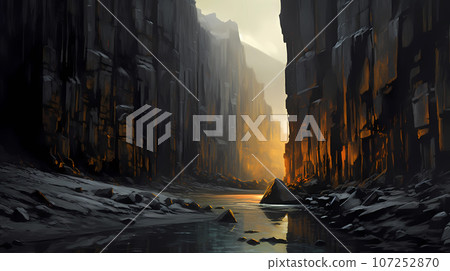 Illustration of a beautiful view of Iceland Illustration of a beautiful view of Iceland 107252870