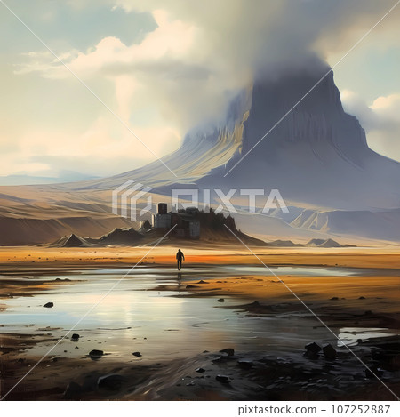 Illustration of a beautiful view of Iceland Illustration of a beautiful view of Iceland 107252887