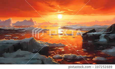 Illustration of a beautiful view of Iceland 107252889