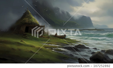 Illustration of a beautiful view of Iceland 107252892