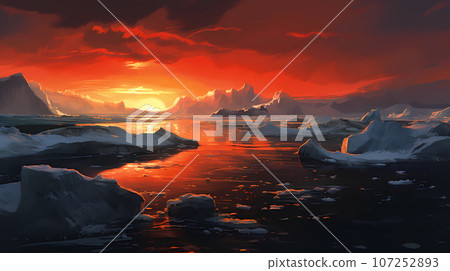 Illustration of a beautiful view of Iceland 107252893