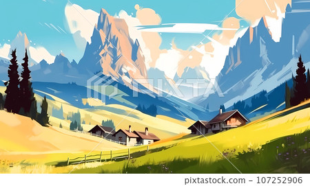 Illustration of beautiful view of Dolomiti, Italy Illustration of beautiful view of Dolomiti, Italy 107252906