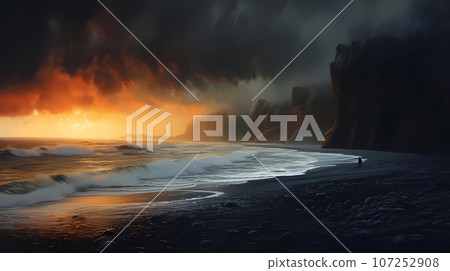 Illustration of a beautiful view of Iceland 107252908