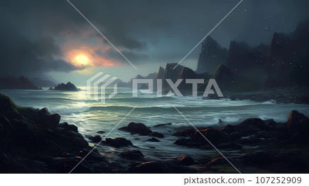 Illustration of a beautiful view of Iceland 107252909
