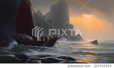 Illustration of a beautiful view of Iceland 107252933