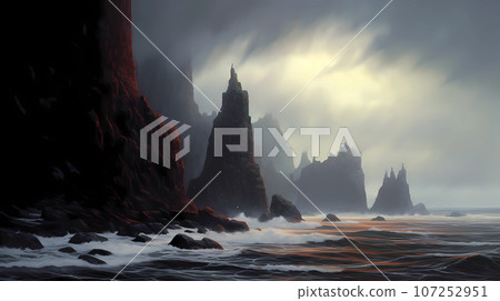 Illustration of a beautiful view of Iceland Illustration of a beautiful view of Iceland 107252951