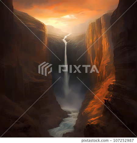 Illustration of a beautiful view of Iceland 107252987