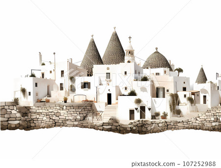 Illustration of beautiful view of Alberobello, Italy Illustration of beautiful view of Alberobello, Italy 107252988