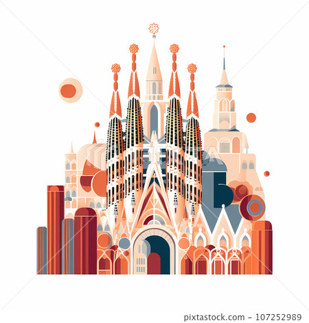 Illustration of beautiful view of the city of Barcelona, Spain Illustration of beautiful view of the city of Barcelona, Spain 107252989