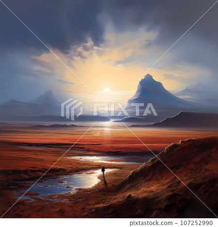 Illustration of a beautiful view of Iceland 107252990