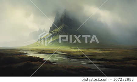 Illustration of a beautiful view of Iceland 107252993