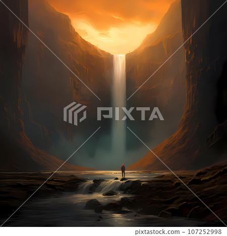 Illustration of a beautiful view of Iceland 107252998