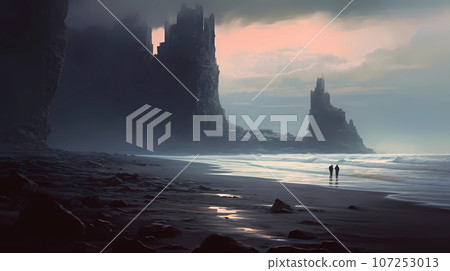 Illustration of a beautiful view of Iceland 107253013
