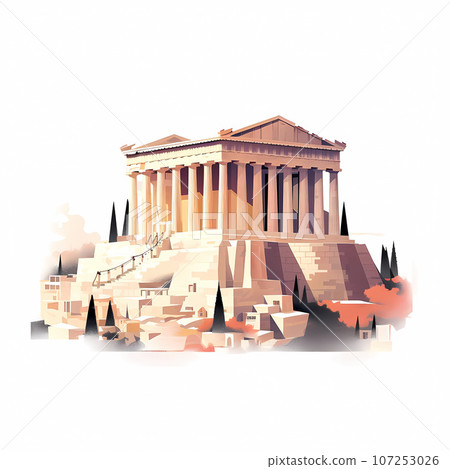 Illustration of beautiful view of Athens, Greece Illustration of beautiful view of Athens, Greece 107253026