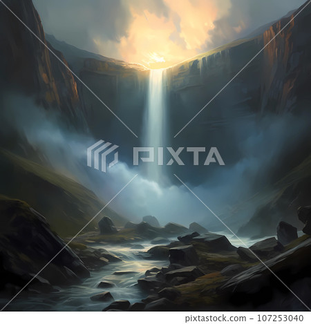 Illustration of a beautiful view of Iceland 107253040