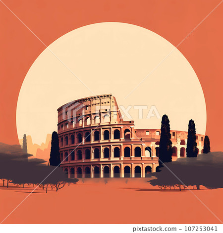 Illustration of beautiful view of Rome, Italy 107253041