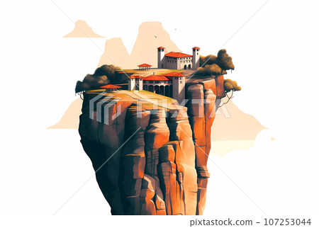 Illustration of beautiful view of Meteora, Greece 107253044