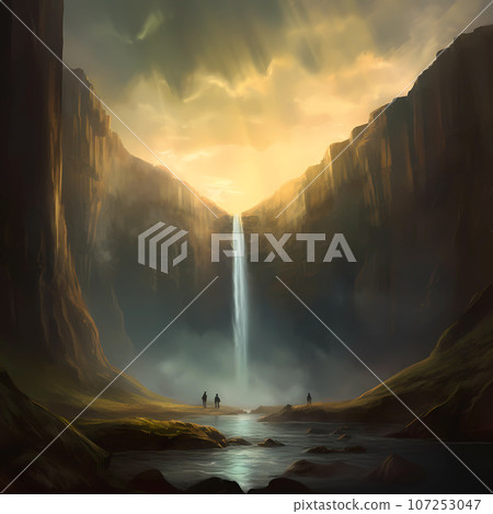 Illustration of a beautiful view of Iceland 107253047