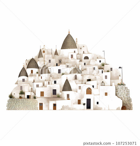 Illustration of beautiful view of Alberobello, Italy Illustration of beautiful view of Alberobello, Italy 107253071