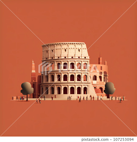 Illustration of beautiful view of Rome, Italy 107253094