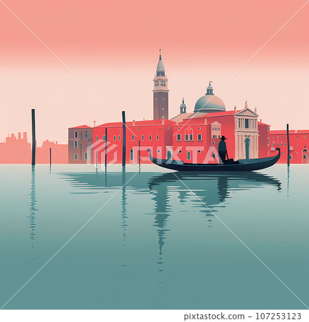 Illustration of the beautiful city of Venice. City of gondoliers, bridges, carnivals and love. Italy Illustration of the beautiful city of Venice. City of gondoliers, bridges, carnivals and love. Italy 107253123