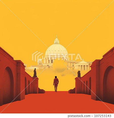 Illustration of beautiful view of Rome, Italy 107253143