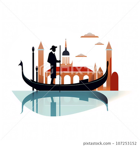 Illustration of the beautiful city of Venice. City of gondoliers, bridges, carnivals and love. Italy Illustration of the beautiful city of Venice. City of gondoliers, bridges, carnivals and love. Italy 107253152