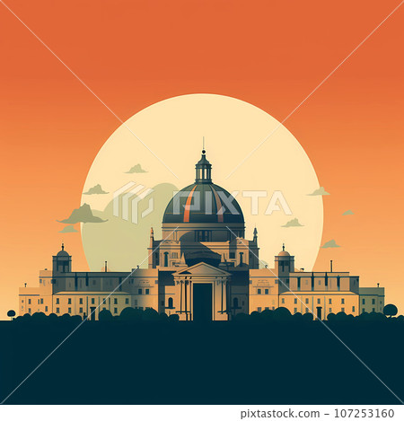 Illustration of beautiful view of Rome, Italy 107253160