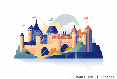 Illustration of beautiful view of Carcassonne, France 107253233