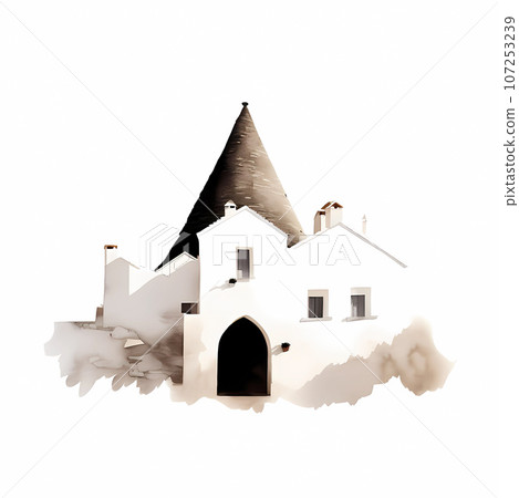 Illustration of beautiful view of Alberobello, Italy 107253239